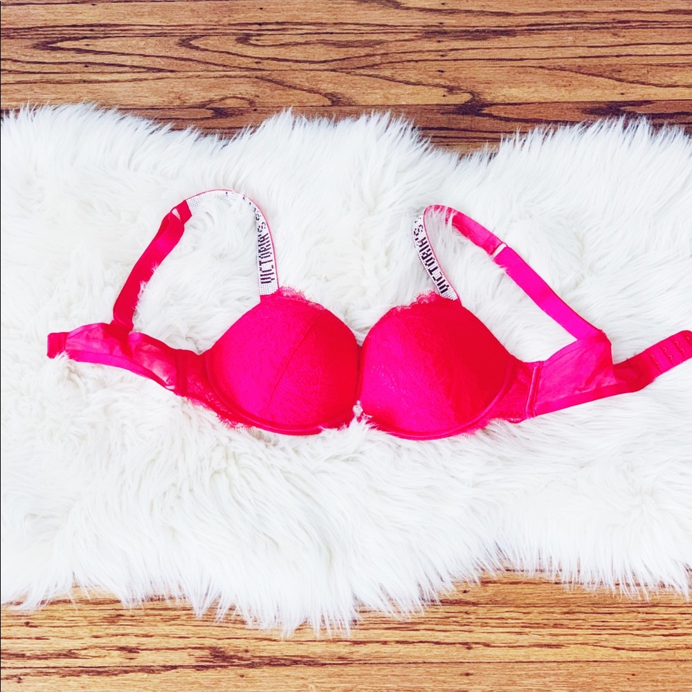Victoria secret red bra 34c with jewel strap